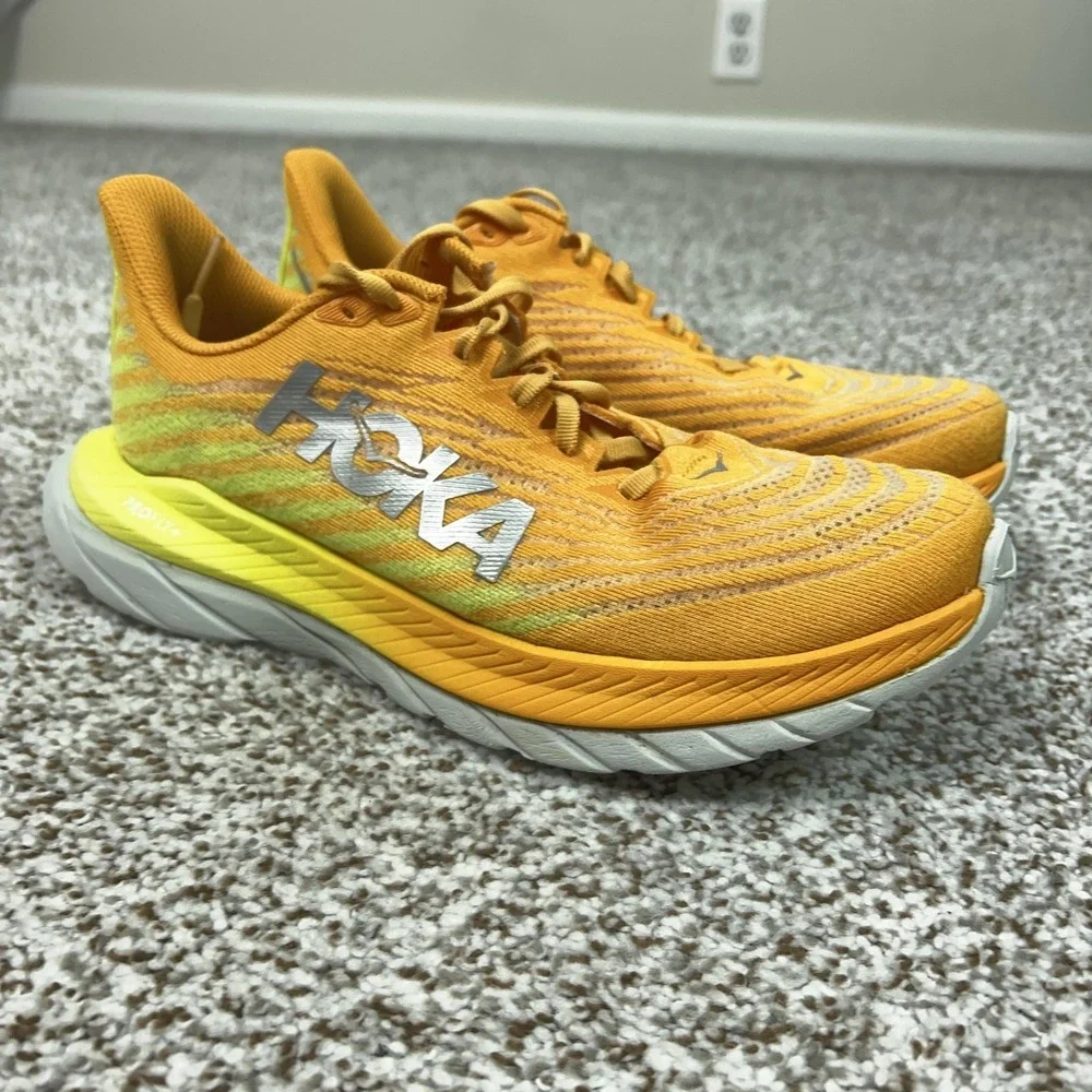 Hoka One One Mach 5 Shoes Mens Size 7.5 Orange Running Sneakers Cushioned‎